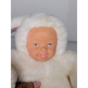 Vtg 1997 Anne Geddes Baby Bunnies Smile Plush Doll Bunny Outfit Old Stock White